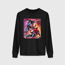 Свитшот хлопковый женский Spider-man vs Venom ai art fantasy, цвет: черный