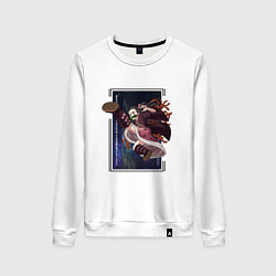 Свитшот хлопковый женский Клинок рассекающий демонов: удар Незуко Камадо, цвет: белый