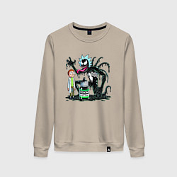 Свитшот хлопковый женский Morty and Rick-Venom - ai art fantasy, цвет: миндальный