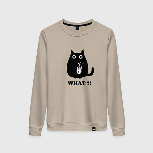 Женский свитшот Кот и скелет рыбы / Миндальный – фото 1