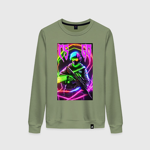 Женский свитшот Counter Strike go - neon revolution / Авокадо – фото 1