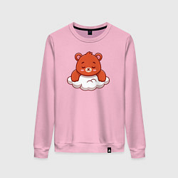 Свитшот хлопковый женский Мишка на облаке, цвет: светло-розовый