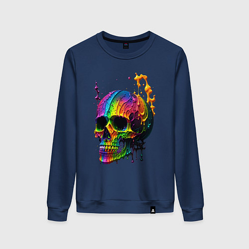 Женский свитшот Череп в краске / Тёмно-синий – фото 1