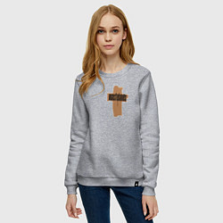 Свитшот хлопковый женский Grunge cross, цвет: меланж — фото 2