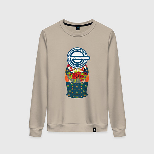 Женский свитшот Матрёшка смеющийся человек / Миндальный – фото 1