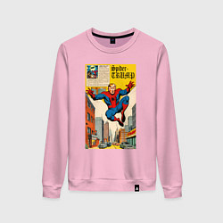 Свитшот хлопковый женский Spider-Trump superhero, цвет: светло-розовый