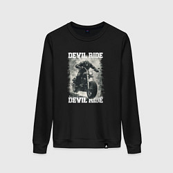 Свитшот хлопковый женский Devil ride, цвет: черный