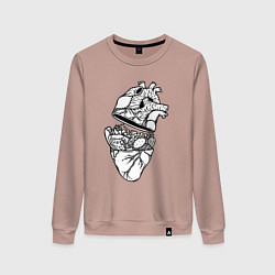 Свитшот хлопковый женский Сердце фастфуда, цвет: пыльно-розовый