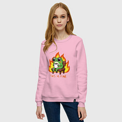 Свитшот хлопковый женский Frog - this is fine, цвет: светло-розовый — фото 2