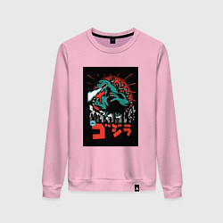 Свитшот хлопковый женский Годзилла поп-арт, цвет: светло-розовый
