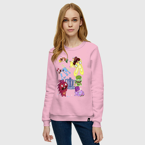 Женский свитшот Happy three friends - carousel / Светло-розовый – фото 3