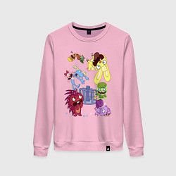 Свитшот хлопковый женский Happy three friends - carousel, цвет: светло-розовый