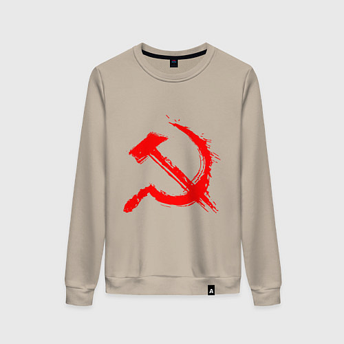 Женский свитшот Sickle and hammer red paint / Миндальный – фото 1