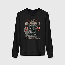 Свитшот хлопковый женский Мотоцикл Хард эндуро, экстремальная езда, цвет: черный