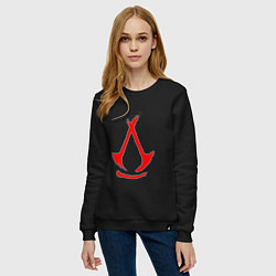 Свитшот хлопковый женский Assassins creed - shadows logotype, цвет: черный — фото 2