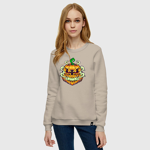 Женский свитшот Evil pumpkin / Миндальный – фото 3