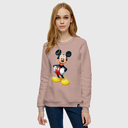 Свитшот хлопковый женский Микки - мышь, цвет: пыльно-розовый — фото 2
