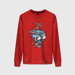 Свитшот хлопковый женский Сумасшедший скейтер, цвет: красный