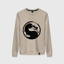 Свитшот хлопковый женский Смертельная битва - логотип, цвет: миндальный