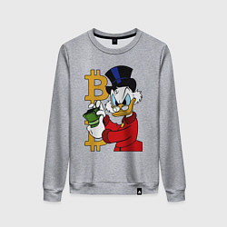 Свитшот хлопковый женский Duck tales - Scrooge bitcoin, цвет: меланж