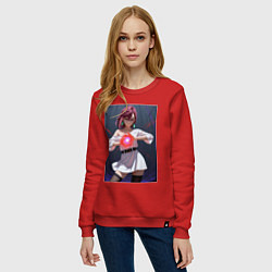 Свитшот хлопковый женский Дандадан: Момо фаербол, цвет: красный — фото 2
