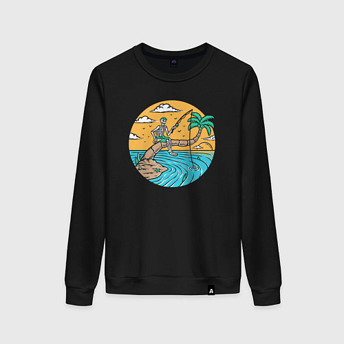 Женский свитшот Рыбалка на пальме / Черный – фото 1