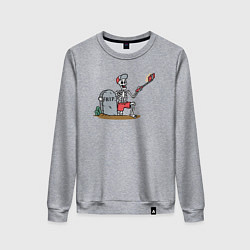 Свитшот хлопковый женский Селфи скелетик, цвет: меланж