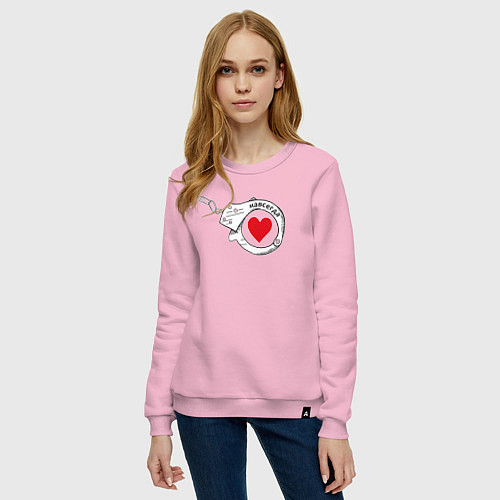 Женский свитшот Навсегда парное - наручник / Светло-розовый – фото 3