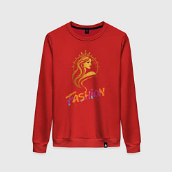 Свитшот хлопковый женский Fashion - портрет девушки, цвет: красный