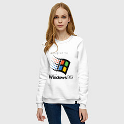 Свитшот хлопковый женский Предназначен для windows 98, цвет: белый — фото 2