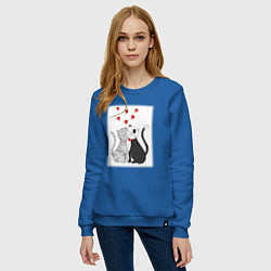 Свитшот хлопковый женский Любовь хвостатых, цвет: синий — фото 2