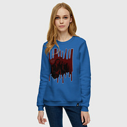 Свитшот хлопковый женский Teriffier постер, цвет: синий — фото 2