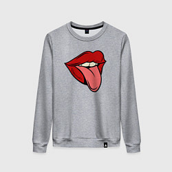 Свитшот хлопковый женский Girl lips, цвет: меланж