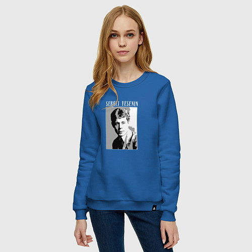 Женский свитшот Сергей Есенин портрет / Синий – фото 3