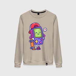 Свитшот хлопковый женский Тетрис скейтер, цвет: миндальный