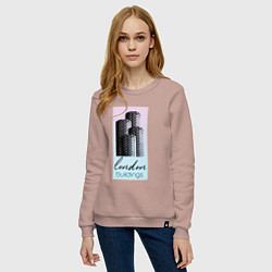 Свитшот хлопковый женский Строения Лондона, цвет: пыльно-розовый — фото 2