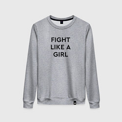 Свитшот хлопковый женский Fight like a girl, цвет: меланж