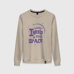 Свитшот хлопковый женский I need my space, цвет: миндальный
