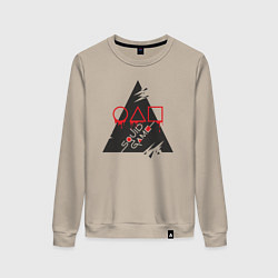 Свитшот хлопковый женский Поиграем в кальмара, цвет: миндальный