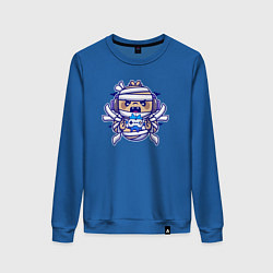 Свитшот хлопковый женский Маленький геймер, цвет: синий