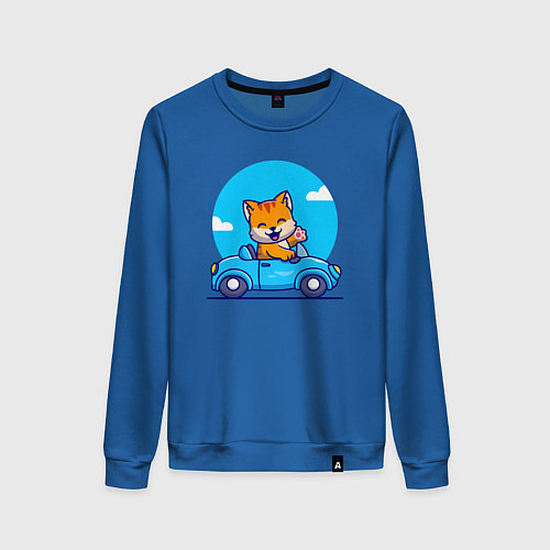 Женский свитшот Котик водитель / Синий – фото 1