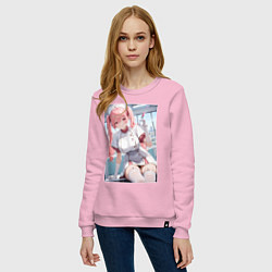 Свитшот хлопковый женский Медсестричка сделает тебе укол любви - пышная аним, цвет: светло-розовый — фото 2