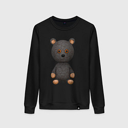 Свитшот хлопковый женский Плюшевый медведь игрушка, цвет: черный