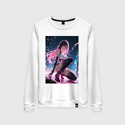 Свитшот хлопковый женский Тифа Локхарт из Final Fantasy VII в стиле киберпан, цвет: белый