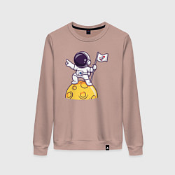 Свитшот хлопковый женский Вперёд в космос, цвет: пыльно-розовый