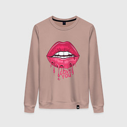 Свитшот хлопковый женский I love you, цвет: пыльно-розовый
