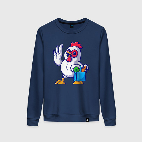 Женский свитшот Петушок с продуктами / Тёмно-синий – фото 1