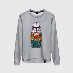 Свитшот хлопковый женский Матрешка в шлеме штурмовика звездные войны, цвет: меланж