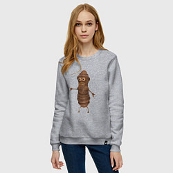 Свитшот хлопковый женский Сartoon worm character brown, цвет: меланж — фото 2