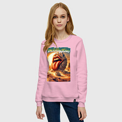 Свитшот хлопковый женский Rolling Stones - stylization of the logo, цвет: светло-розовый — фото 2